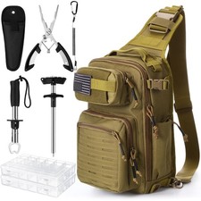 9 Pcs Fishing Tool Kit Pliers Gear and Equipment Include Large Fishing Backpa...