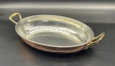 Ruffoni Historia Hammered Copper Oval Gratin W/ Acorn Handles Pan NWOB 3 1/2 Qt