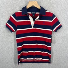 Polo Ralph Lauren Polo Niños 7 Rojo Azul Blanco Rayas Manga Corta Nuevo con Etiquetas