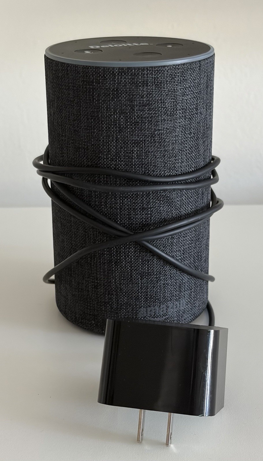 Amazon Alexa 2nd Generation Smart Speaker Echo Grey PS73BR Deloitte Label