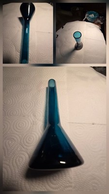 Vintage Solifleur VaseGlas Petrol Turmalin-Blau Mid Century Modern 1950/70 MCM