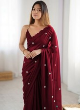 Embroidered Daily Wear Georgette Saree Maroon 