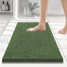Bathroom Rugs 24x16 Inch Luxury Chenille Extra Soft Absorbent Mat Olive Green