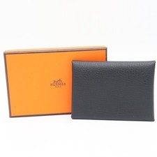 Hermes Calvi Duo Evercolor Black Silver Hd W Stamp 2024 Card Case 481533