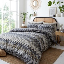 Duvet cover bed set geometric retro boho zigzag design CLEARANCE