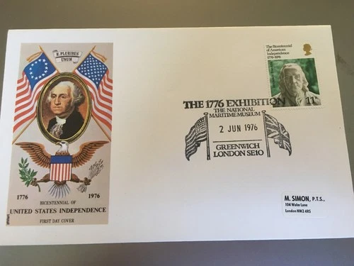 GB STAMPS RARE FIRST DAY COVER 1976 USA BI-CENTENARY GREENWICH