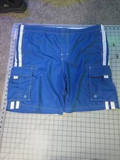 OP Swim Trunks Blue And White X large Two Cargo Pockets Hook And Loop Closure
