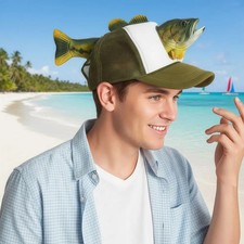 Funny 3D Fish Animal Trucker Hat Adjustable F...