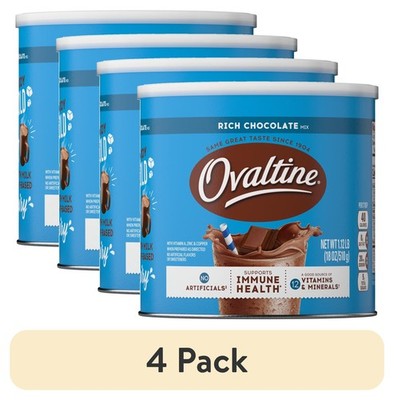 4-pk Ovaltine Rich Chocolate Drink Mix Powdered Drink Mix for Hot and Cold Milk