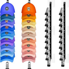 2 Pack Hat Organizer for Baseball Caps, Hat Rack for Wall with Strong Adhesive H