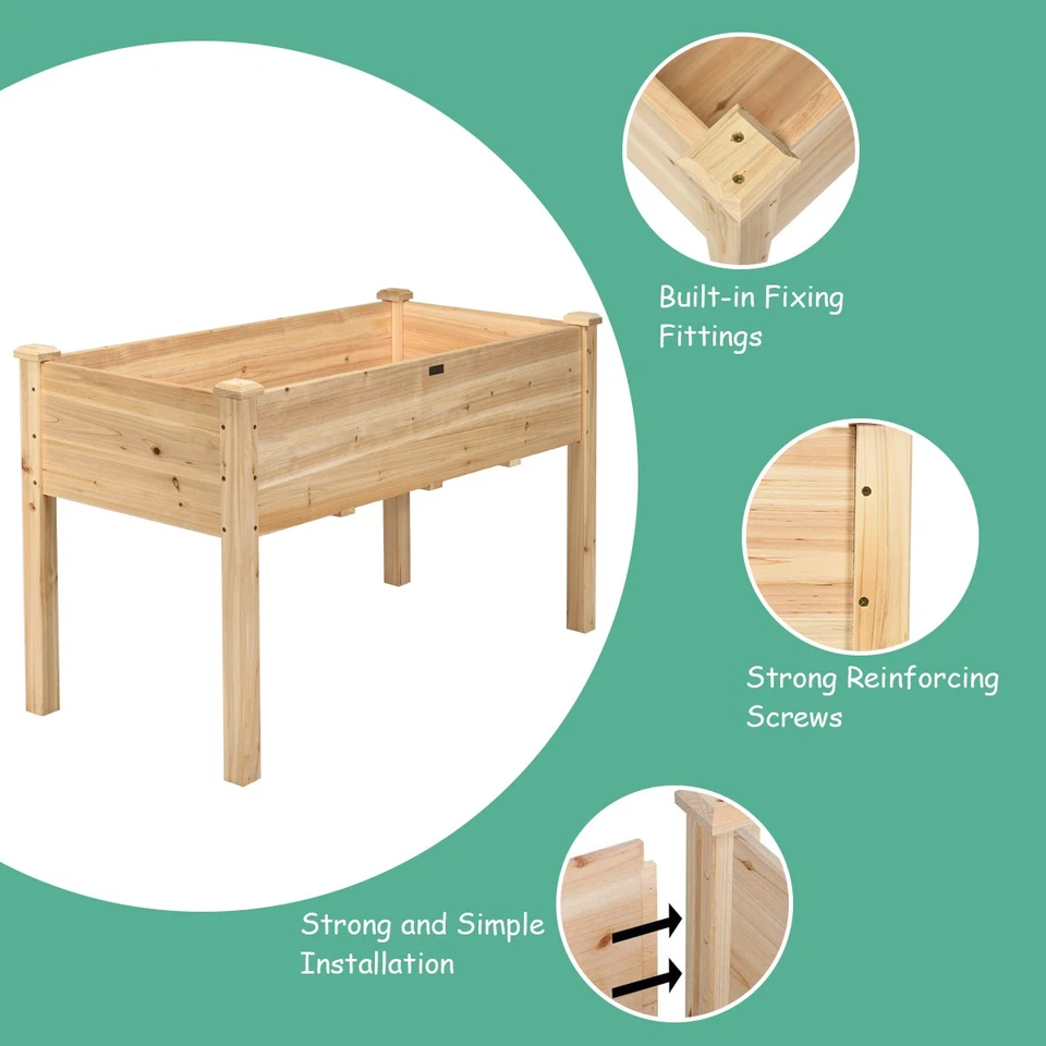 Деревянная приподнятая садовая кровать Costway для выращивания овощей - Изображение 4 из 4