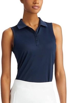G/FORE WOMENS PLEATED COLLAR PIQUE TECH POLO SHIRT, TWILIGHT BLUE, NWT $110