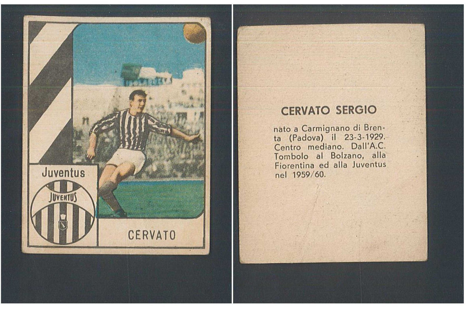 Figurina Calciatori GOL Gigante Cervato Sergio Azione Juventus Nannina 1960-61 ▓