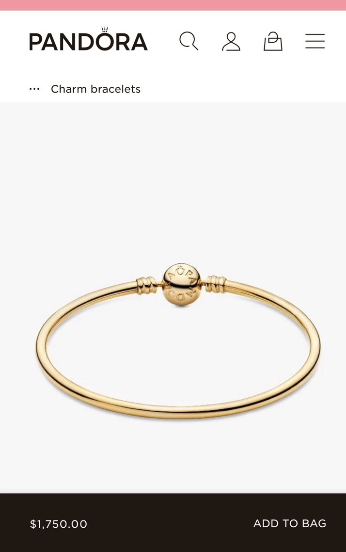 Pandora Moments Solid 14k Yellow Gold Bangle Bracelet 8.3 inch | eBay