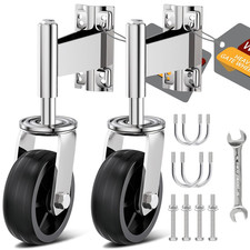 Heavy Duty 6 Spring Loaded Gate Casters, 600 Lbs Capacity, 2 Pack