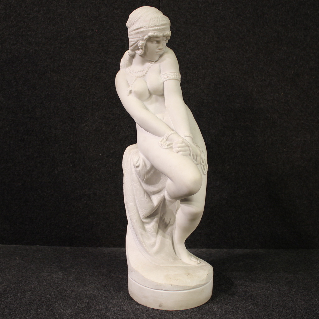 Sculpture in white marble woman slave statue Giacomo Ginotti art