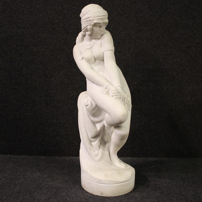Sculpture in white marble woman slave statue Giacomo Ginotti art