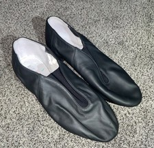 Bloch Black Leather Elasta Jazz Shoes Women's Size 7 Slip On Dance Theater