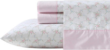Laura Ashley Lynda Pink Queen Sheet Set - Cool Cotton Percale Bedding