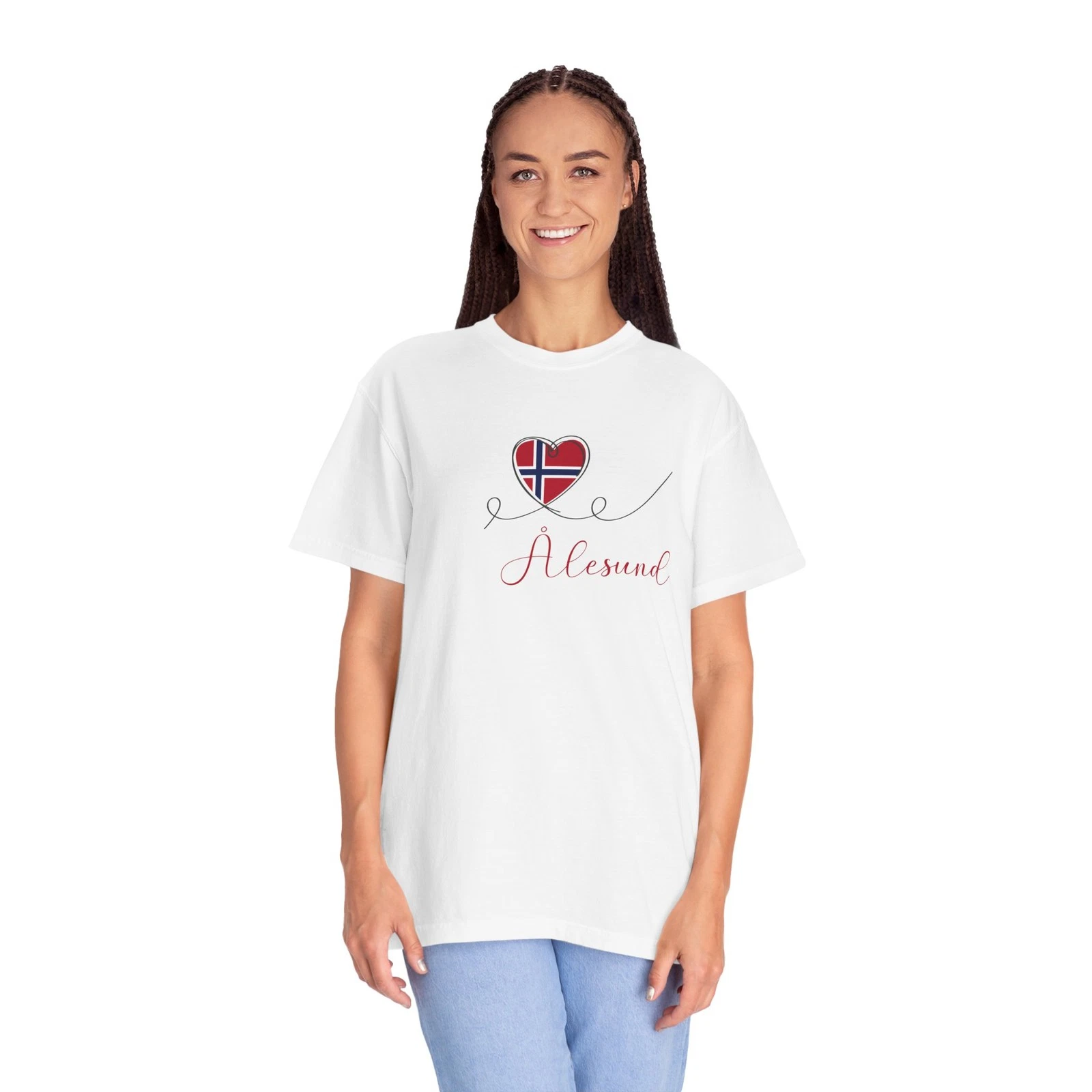 Alesund Norway - Heart Graphic Tee - Unisex Crewneck T-Shirt - Norwegian Shirt