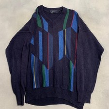 Vintage Knitted Jumper Abstract Patterned Grandad Knit Sweater Men's Xl