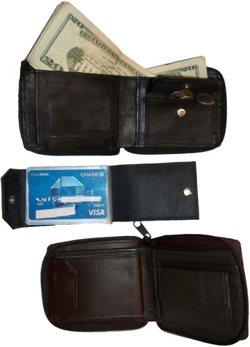 2 New Zip around men's Leather wallet 1 Block 1 Brown unbranded Zip, Bifold bnwt - Picture 10 of 12