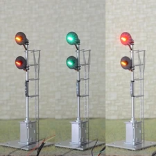 1 x HO scale searchlight signal model railroad 3-colors steel cabinet 2 head #25