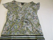 Womens attention multicolored paisley blouse sz m