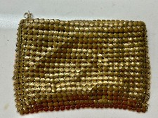 Small 1940's Vintage Gold Metal Mesh Clutch Evening Bag Purse