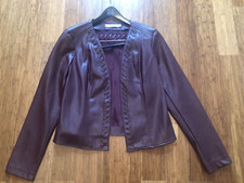 Nwt Women’s Just Fab Faux Leather Burgundy Open Front Jacket Size Large