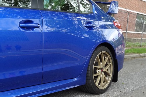 Rally Armor MF32-UR-BLK/BL Black/Blue UR Mud Flaps for 15-21 Subaru WRX & STI - Picture 10 of 14