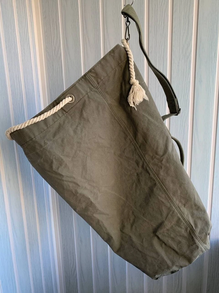 Bolso de Lona Soldado Vintage Ejército Francés Militar Excedente Lona Verde Talla OS Foto 4 de 4