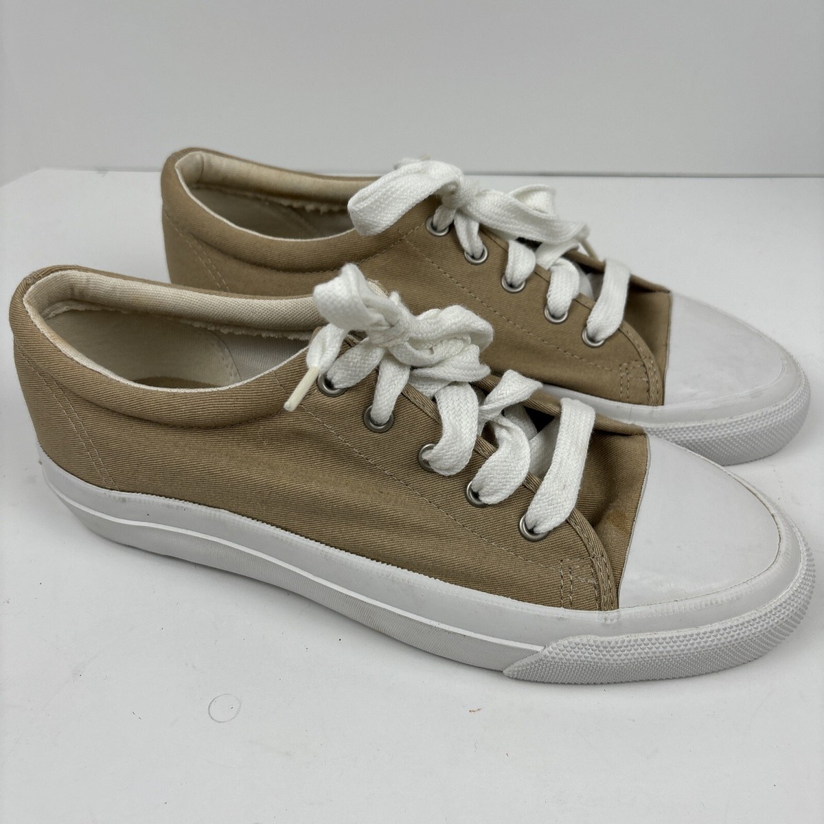 Eddie Bauer Shoes Men's Casual Lace Up Platform Low Sneakers Beige Fabric  M