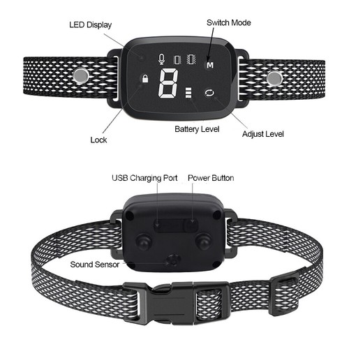 Auto Anti Bark Dog Collar Rechargeable Stop Barking Non-Shock Humane Waterproof - Picture 3 of 11