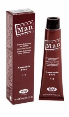 NIB Lisap Man 60ml Hair Color For Men 0.18 Light Silver Ammonia Free