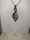 LAST 1 *NEW* KAY Jewelers Sterling Silver Blue & White 3 Diamond Necklace (18 In — photo 3