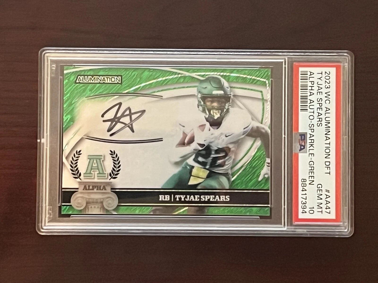 Tyjae Spears Wild Card Alumination Draft Alpha Autographs #AA47 Sparkle-Green