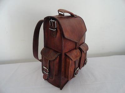 Men's Genuine Leather Large Backpack Hiking Laptop Messenger Bag Heavy Duty  15" | eBay