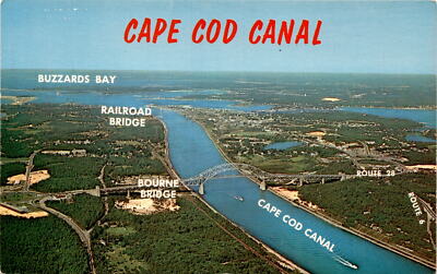 CAPE COD CANAL, BUZZARDS BAY, RAILROAD, BRIDGE, BOUR Postcard