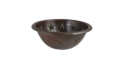 17'' Round Copper Bathroom Sink - Stars by SoLuna Dark Smoke Rolled Rim