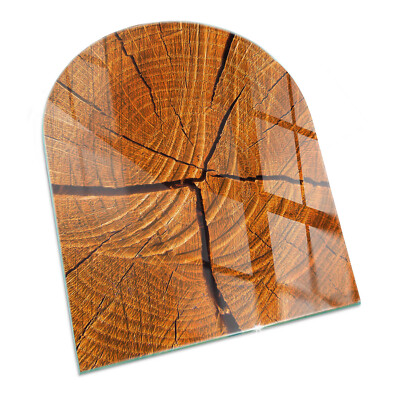 Ofenplatte Bodenplatte Ofenglas Kaminofen Holzmaserung im Querschnitt 80 x 70 cm