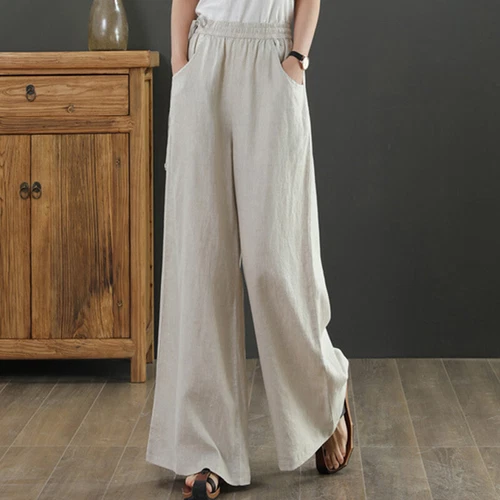 Women Loose Fit Elastic Waisted Palazzo Pant Ladies Daily Wear Casual - Picture 47 of 54