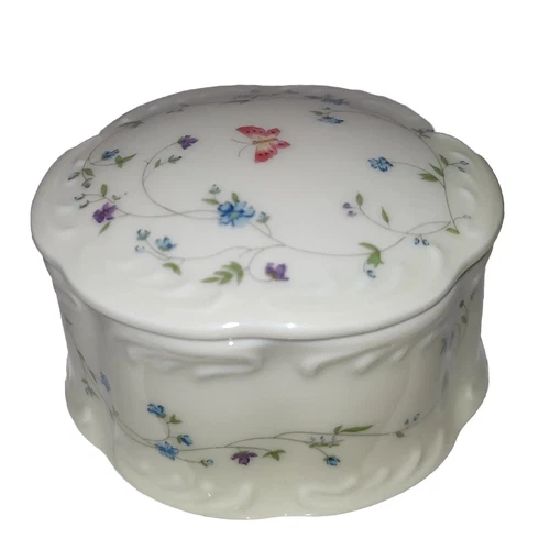 VTG Takahashi Trinket Box Ceramic Butterfly Flowers Jewelry Gift Dresser Vanity 