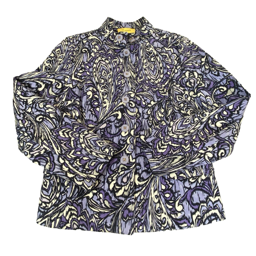 St John Womens Blazer Jacket Size M Purple Floral Paisley Buttons silk blend - Picture 14 of 15