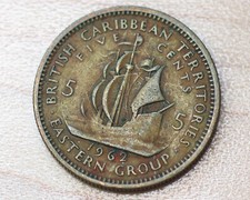 1962 East Caribbean States 5 Cents Ship
