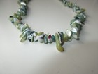 Blue Green Coral Chip Bead Strand Necklace Heishi Coral Choker Women 17" — photo 3