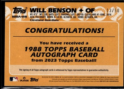 2023 Topps #88BA-WB Will Benson 1988 Autograph Gold | eBay