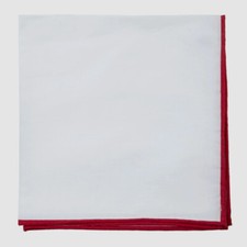  35 Ryan Seacrest Distinction Mens White Cotton Contrast Pocket Square