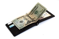 Genuine Leather Men's Bifold Money Clip ID Window Credit Card Holder