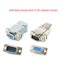 HDB Male Female VGA 15 Pin Adapter Socket Cable Plug Video Converter  Hood New